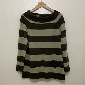 Jeanne Pierre Cotton Striped Sweater with Pockets